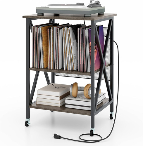 Record player stand with - player,