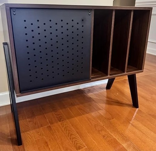 Record player stand with vinyl - player,