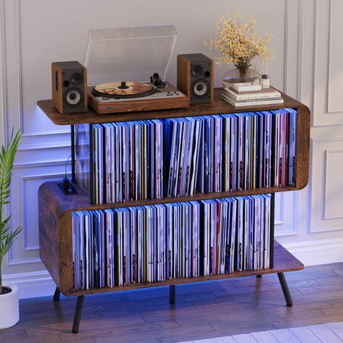 Record player stand with vinyl - with,