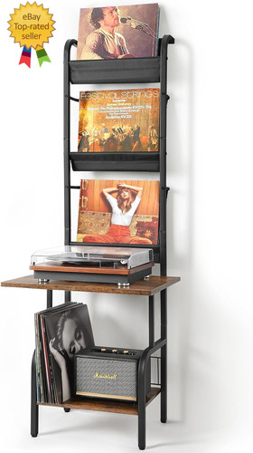 Record player stand with vinyl - with,